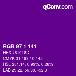 カラーコード: RGB 97 1 141 | qconv.com