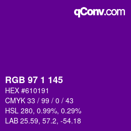 Color code: RGB 97 1 145 | qconv.com