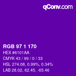カラーコード: RGB 97 1 170 | qconv.com
