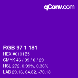 Color code: RGB 97 1 181 | qconv.com
