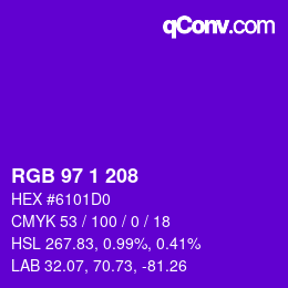 カラーコード: RGB 97 1 208 | qconv.com