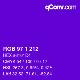 Color code: RGB 97 1 212 | qconv.com