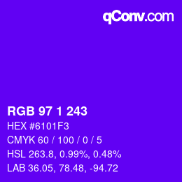 Color code: RGB 97 1 243 | qconv.com