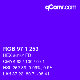 Color code: RGB 97 1 253 | qconv.com