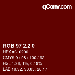 Color code: RGB 97 2.2 0 | qconv.com