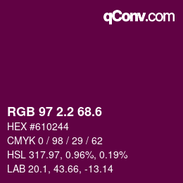 カラーコード: RGB 97 2.2 68.6 | qconv.com