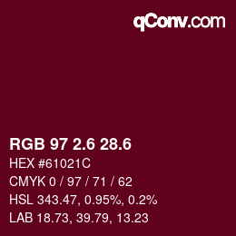 カラーコード: RGB 97 2.6 28.6 | qconv.com