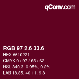 カラーコード: RGB 97 2.6 33.6 | qconv.com