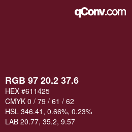カラーコード: RGB 97 20.2 37.6 | qconv.com