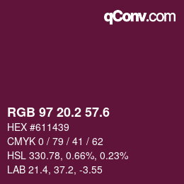 カラーコード: RGB 97 20.2 57.6 | qconv.com