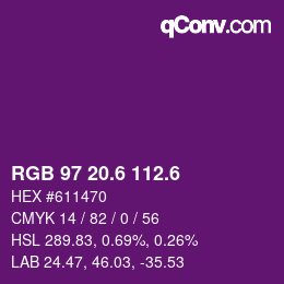 カラーコード: RGB 97 20.6 112.6 | qconv.com