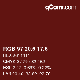 カラーコード: RGB 97 20.6 17.6 | qconv.com