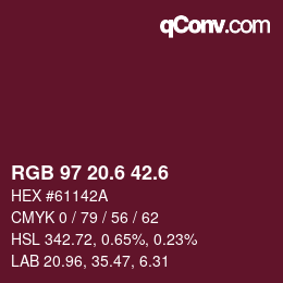 カラーコード: RGB 97 20.6 42.6 | qconv.com