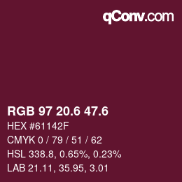 カラーコード: RGB 97 20.6 47.6 | qconv.com