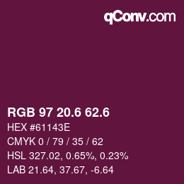カラーコード: RGB 97 20.6 62.6 | qconv.com