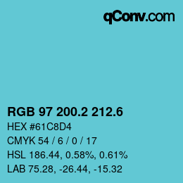 カラーコード: RGB 97 200.2 212.6 | qconv.com