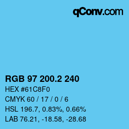 カラーコード: RGB 97 200.2 240 | qconv.com