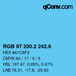 カラーコード: RGB 97 200.2 242.6 | qconv.com