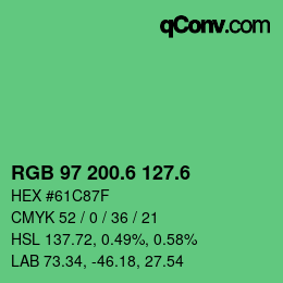 カラーコード: RGB 97 200.6 127.6 | qconv.com