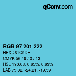 Color code: RGB 97 201 222 | qconv.com