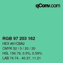 Color code: RGB 97 203 162 | qconv.com