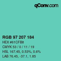 颜色代码: RGB 97 207 184 | qconv.com