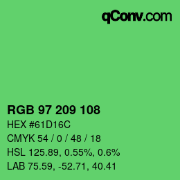 颜色代码: RGB 97 209 108 | qconv.com