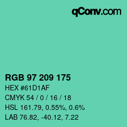 颜色代码: RGB 97 209 175 | qconv.com