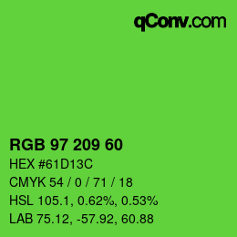 Color code: RGB 97 209 60 | qconv.com