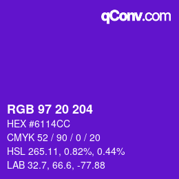 Color code: RGB 97 20 204 | qconv.com