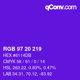 Farbcode: RGB 97 20 219 | qconv.com