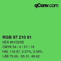 颜色代码: RGB 97 210 91 | qconv.com