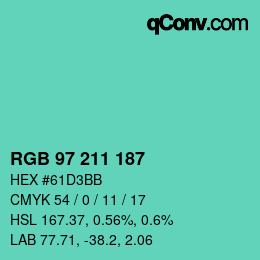 Color code: RGB 97 211 187 | qconv.com