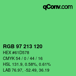 カラーコード: RGB 97 213 120 | qconv.com