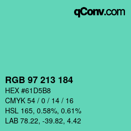 カラーコード: RGB 97 213 184 | qconv.com