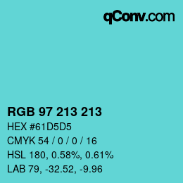Color code: RGB 97 213 213 | qconv.com