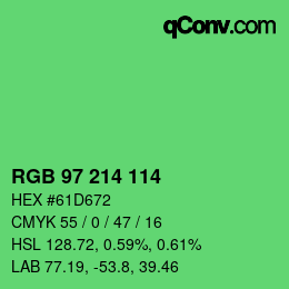 Color code: RGB 97 214 114 | qconv.com