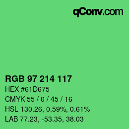 颜色代码: RGB 97 214 117 | qconv.com