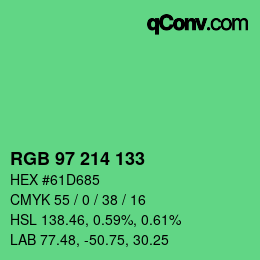 Color code: RGB 97 214 133 | qconv.com
