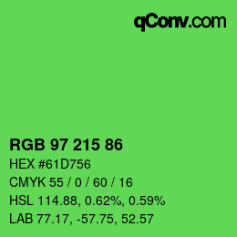 Farbcode: RGB 97 215 86 | qconv.com