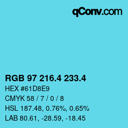 カラーコード: RGB 97 216.4 233.4 | qconv.com