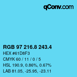 カラーコード: RGB 97 216.8 243.4 | qconv.com