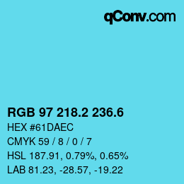 カラーコード: RGB 97 218.2 236.6 | qconv.com