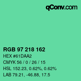 Color code: RGB 97 218 162 | qconv.com