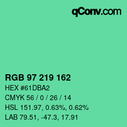 Color code: RGB 97 219 162 | qconv.com