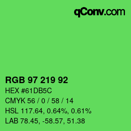カラーコード: RGB 97 219 92 | qconv.com
