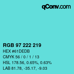 Color code: RGB 97 222 219 | qconv.com