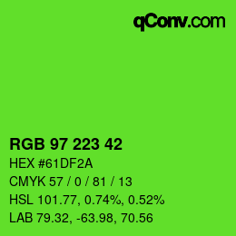 颜色代码: RGB 97 223 42 | qconv.com