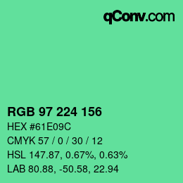 Color code: RGB 97 224 156 | qconv.com