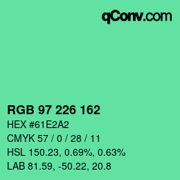 Color code: RGB 97 226 162 | qconv.com